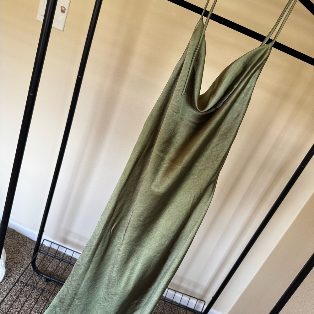 Princess Polly Olive Satin Dress